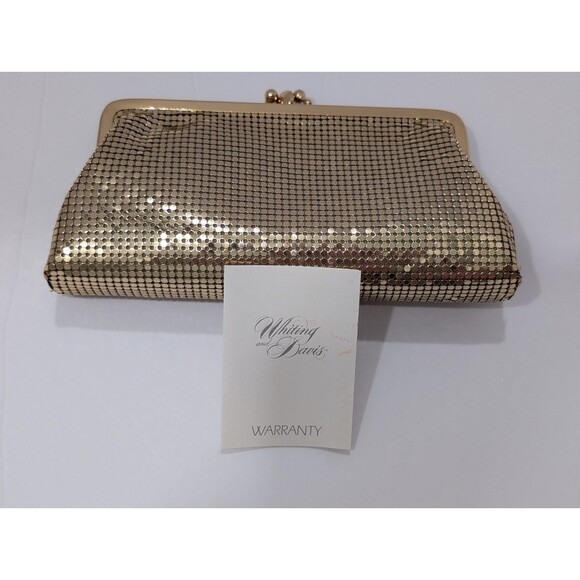 Whiting And Davis Gold Mesh Clutch Handbag Evening Going Out Special Occasion - Picture 1 of 8